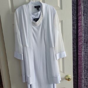 R&M Richards Pearl-Embellished White Dress